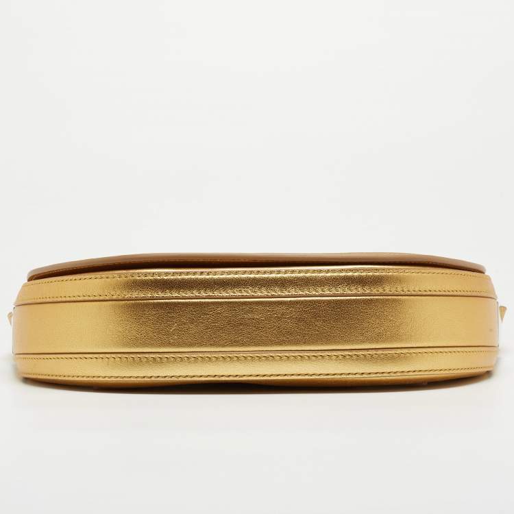 Pre Owned Burberry Gold Leather Small Olympia Shoulder Bag