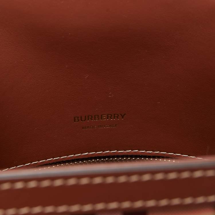 Pre Owned Burberry Brown/Beige Vintage Check Canvas and Leather Mini Title Tote