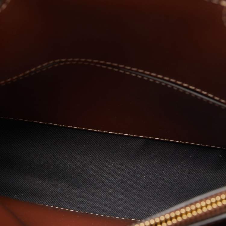 Pre Owned Burberry Brown/Beige Vintage Check Canvas and Leather Mini Title Tote