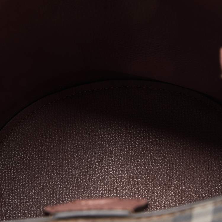 Pre Owned Burberry Beige Haymarket Check Coated Canvas and Leather Lorne Bucket Bag