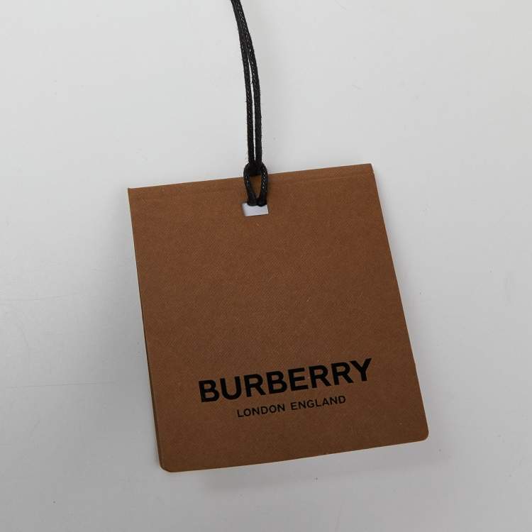 Pre Owned Burberry Beige Leather and House Check Fabric Small Banner Derby Tote