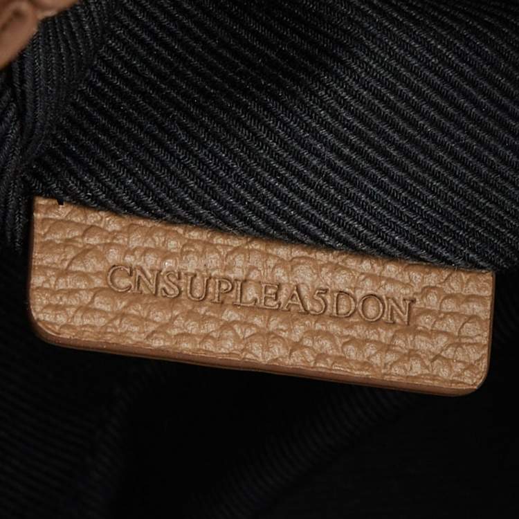 Pre Owned Burberry Beige Leather and House Check Fabric Small Banner Derby Tote
