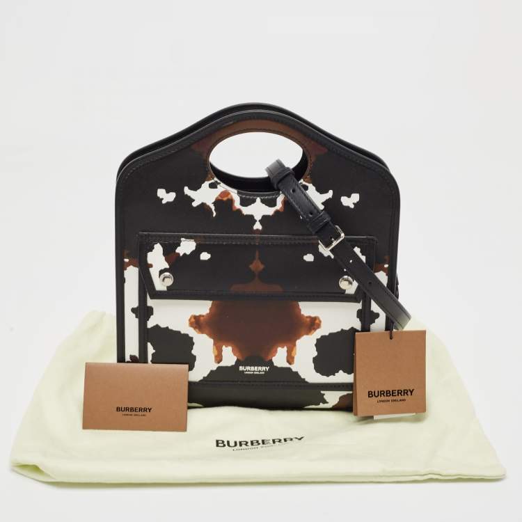 Pre Owned Burberry Black Camouflage Print Leather Mini Pocket Bag