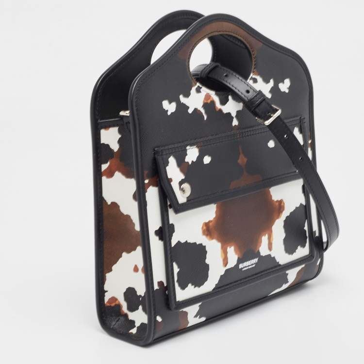 Pre Owned Burberry Black Camouflage Print Leather Mini Pocket Bag