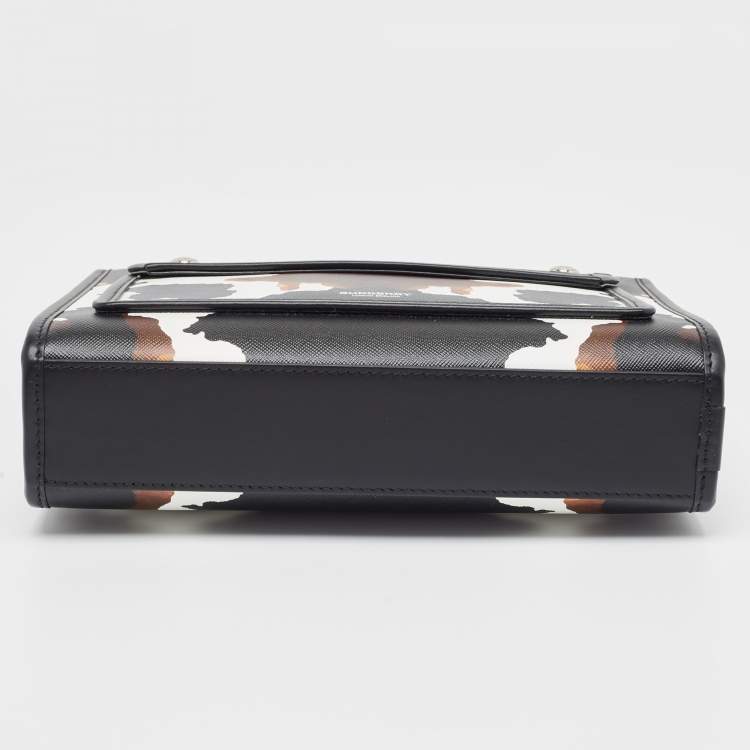 Pre Owned Burberry Black Camouflage Print Leather Mini Pocket Bag