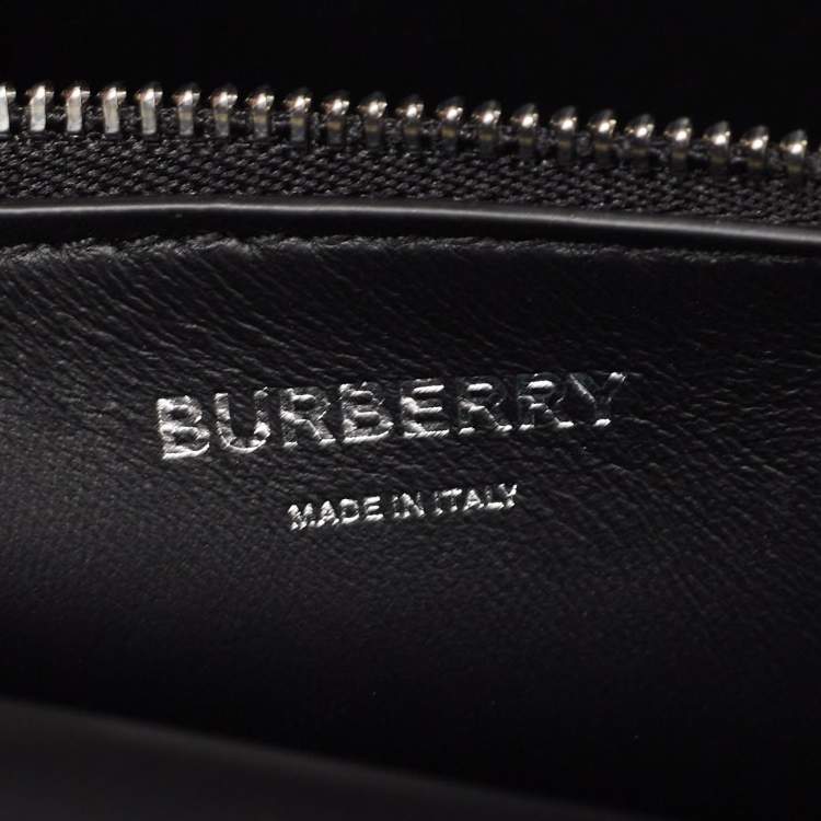 Pre Owned Burberry Black Camouflage Print Leather Mini Pocket Bag