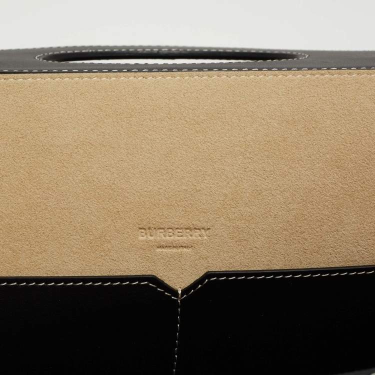 Pre Owned Burberry Black Leather Medium Soft Pocket Tote