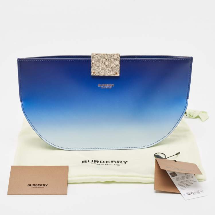 Pre Owned Burberry Ombre Blue Leather Olympia Crystals Clutch