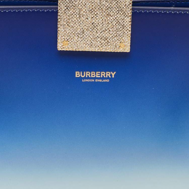 Pre Owned Burberry Ombre Blue Leather Olympia Crystals Clutch
