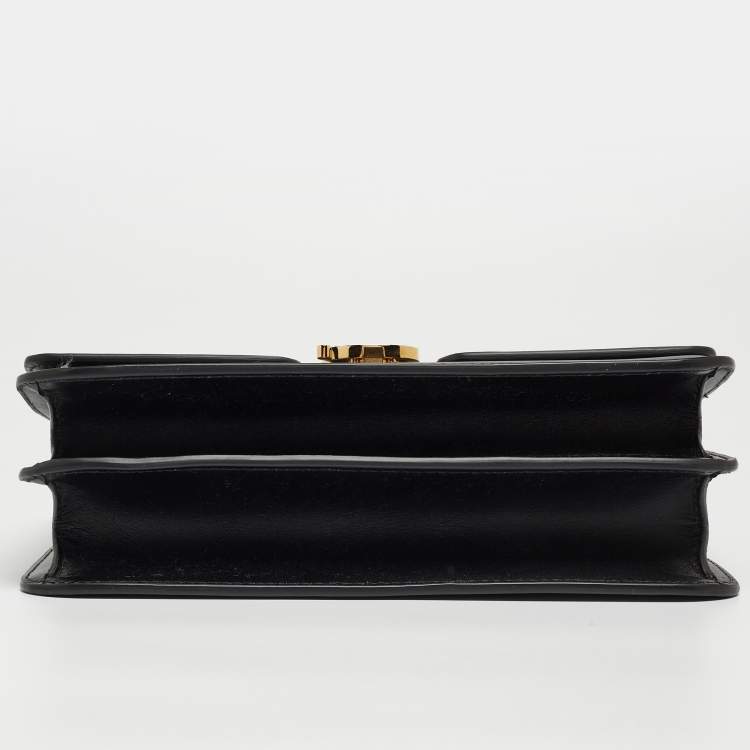 Pre Owned Burberry Black Leather Medium TB Shoulder Bag