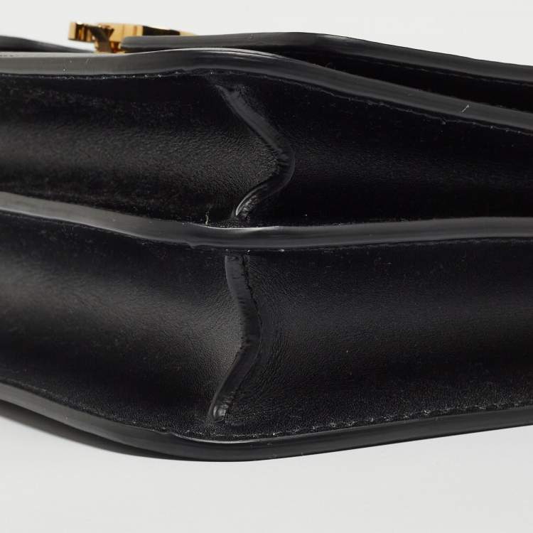 Pre Owned Burberry Black Leather Medium TB Shoulder Bag