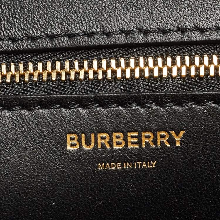 Pre Owned Burberry Black Leather Medium TB Shoulder Bag