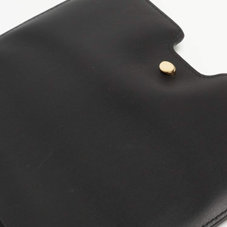 Pre Owned Burberry Black Leather Medium TB Shoulder Bag