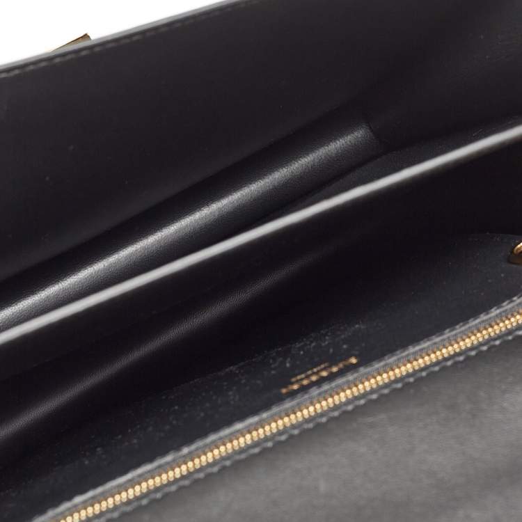 Pre Owned Burberry Black Leather Medium TB Shoulder Bag