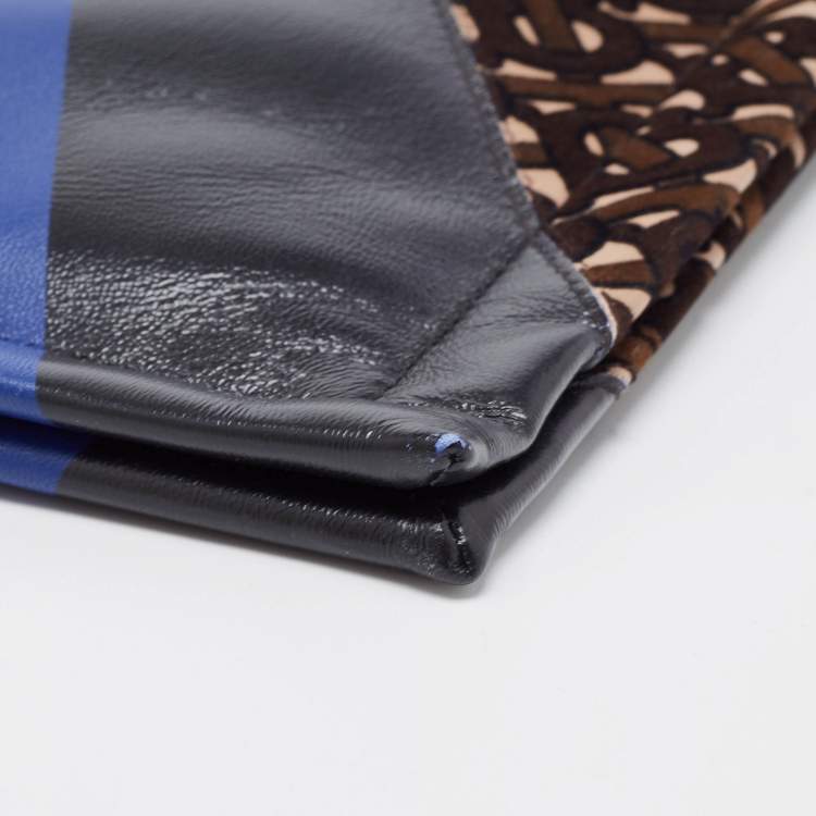 Pre Owned Burberry Multicolor Leather and Velvet Olympia Scarf Oversized Clutch