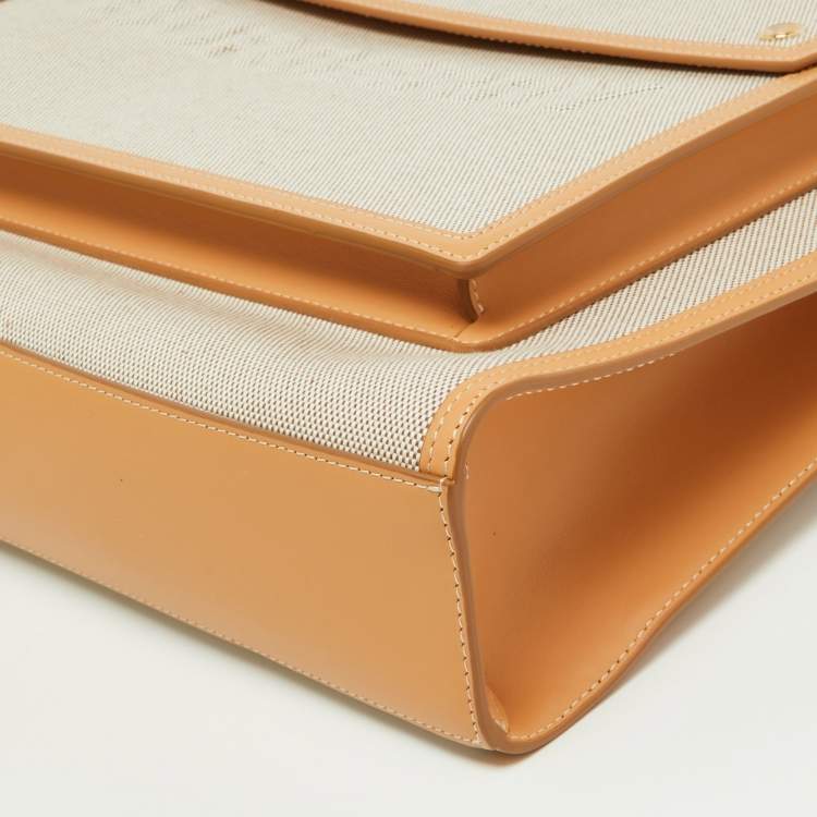 Pre Owned Burberry Beige Canvas and Leather Medium Pocket Bag