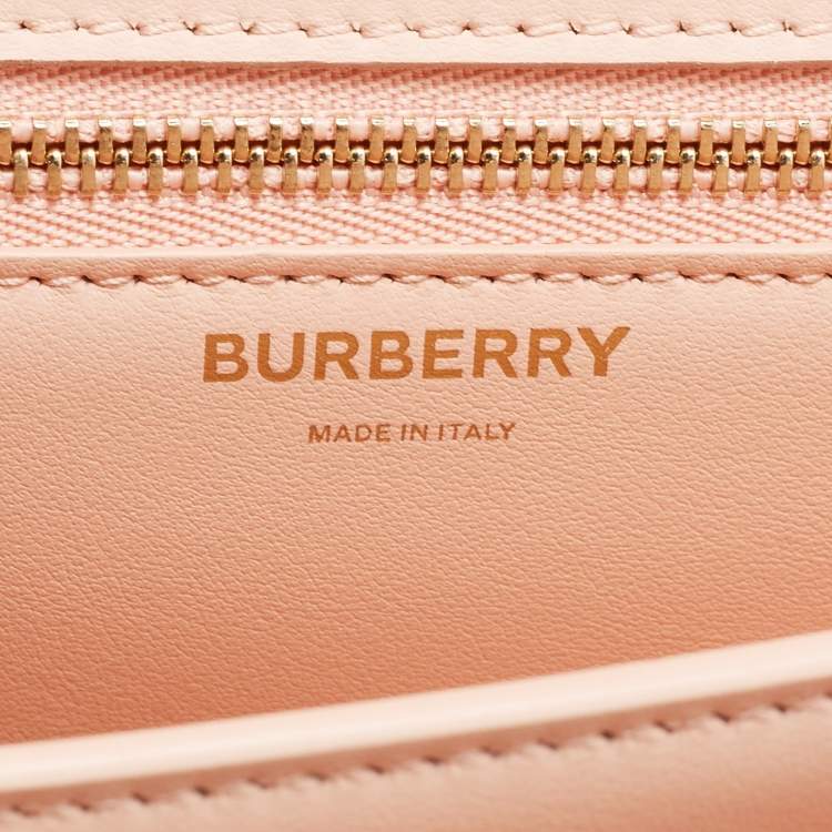 Pre Owned Burberry Peach PInk Leather Small TB Shoulder Bag