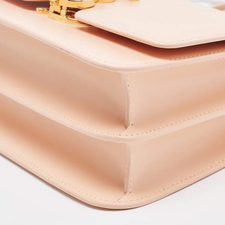 Pre Owned Burberry Peach PInk Leather Small TB Shoulder Bag