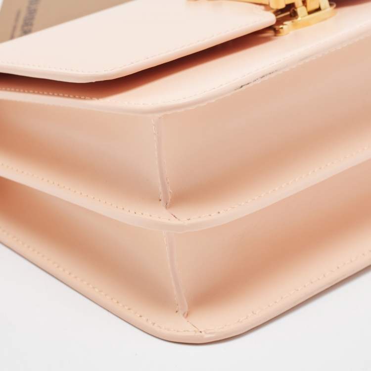 Pre Owned Burberry Peach PInk Leather Small TB Shoulder Bag