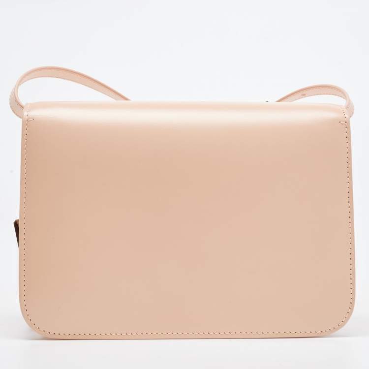 Pre Owned Burberry Peach PInk Leather Small TB Shoulder Bag