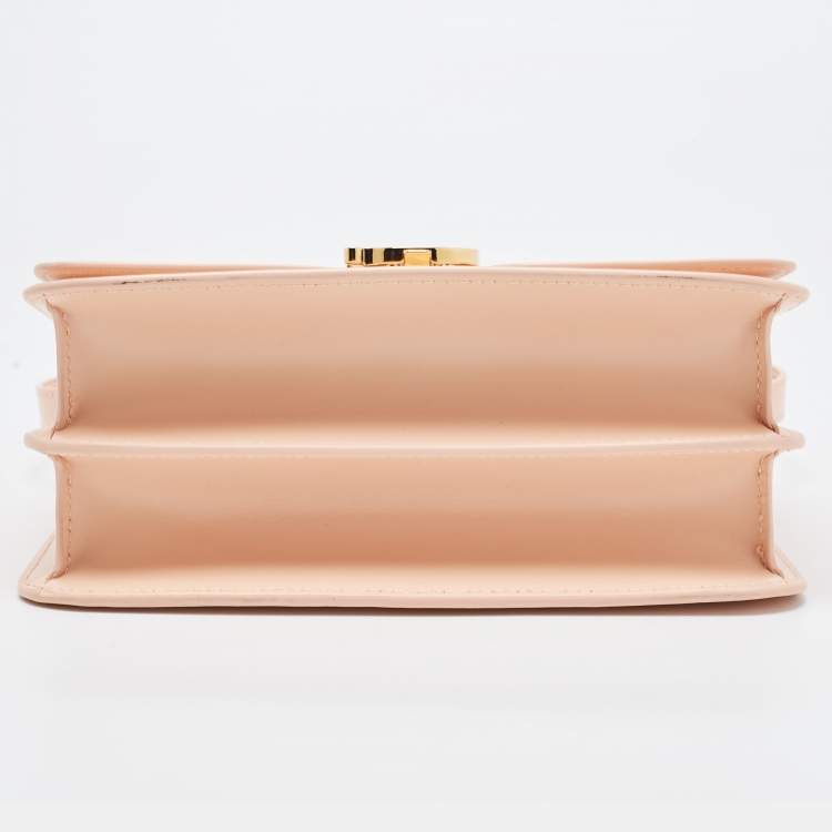 Pre Owned Burberry Peach PInk Leather Small TB Shoulder Bag