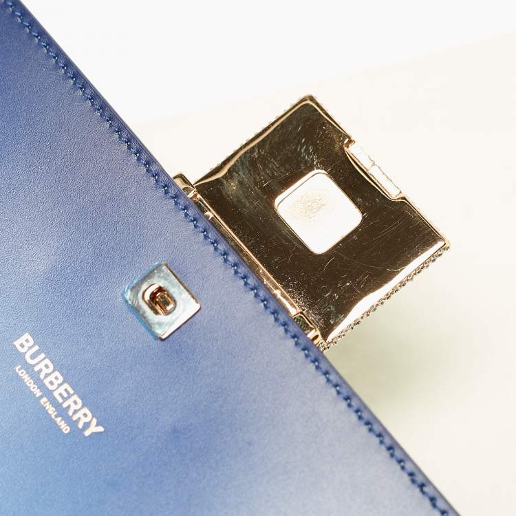 Pre Owned Burberry Ombre Blue Leather Crystal Olympia Clutch