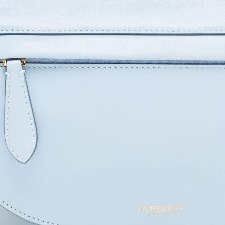 Pre Owned Burberry Pale Blue Leather Small Olympia Chain Shoulder Bag
