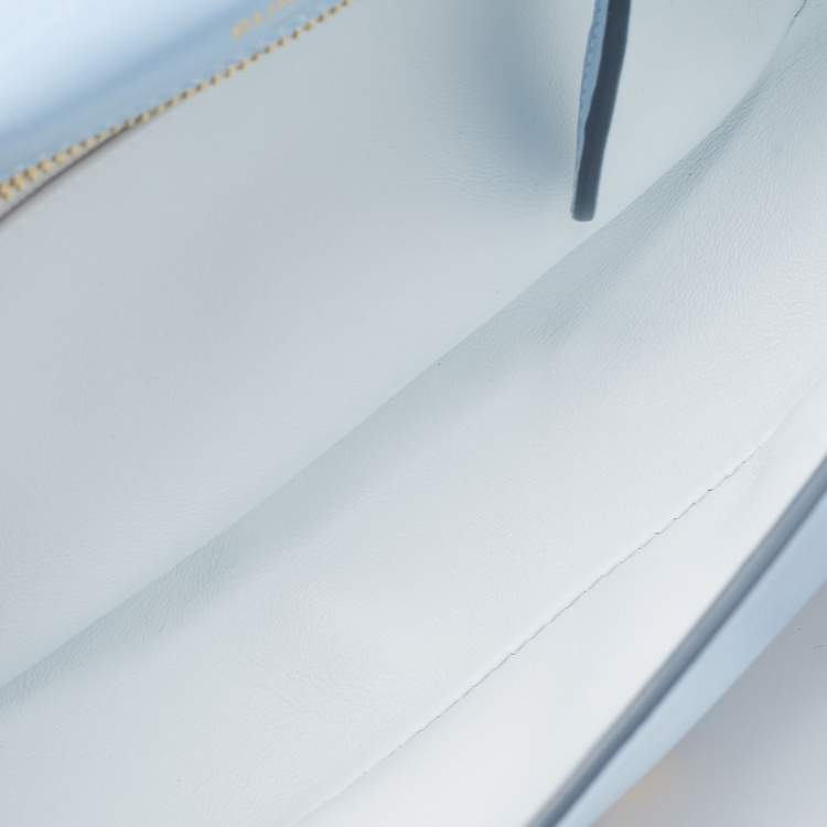 Pre Owned Burberry Pale Blue Leather Small Olympia Chain Shoulder Bag