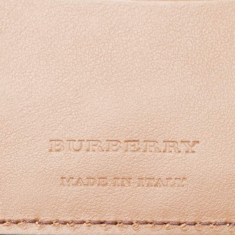 Pre Owned Burberry Brown/Beige House Check Fabric and Leather Luna Compact Wallet