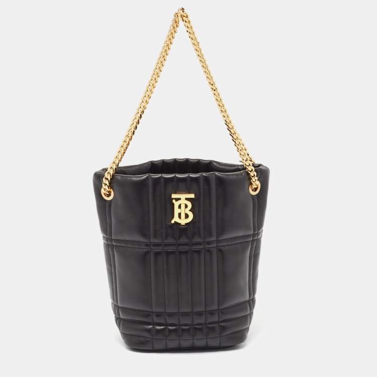 Pre Owned Burberry Black Embossed Quilt Leather Small Lola Bucket Bag