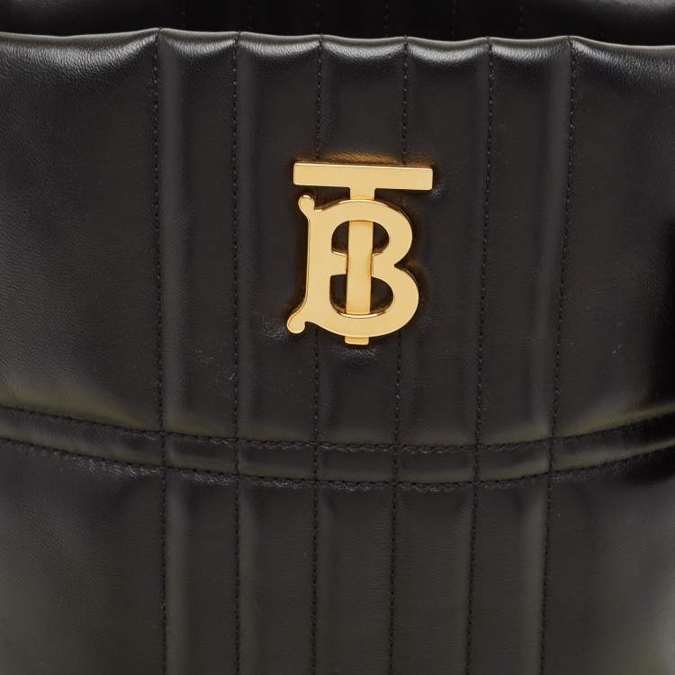 Pre Owned Burberry Black Embossed Quilt Leather Small Lola Bucket Bag