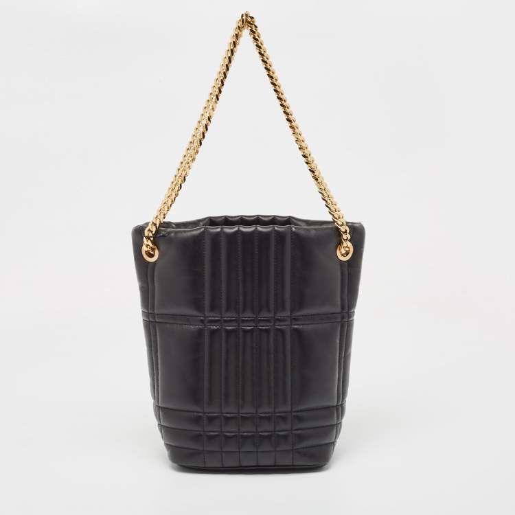 Pre Owned Burberry Black Embossed Quilt Leather Small Lola Bucket Bag