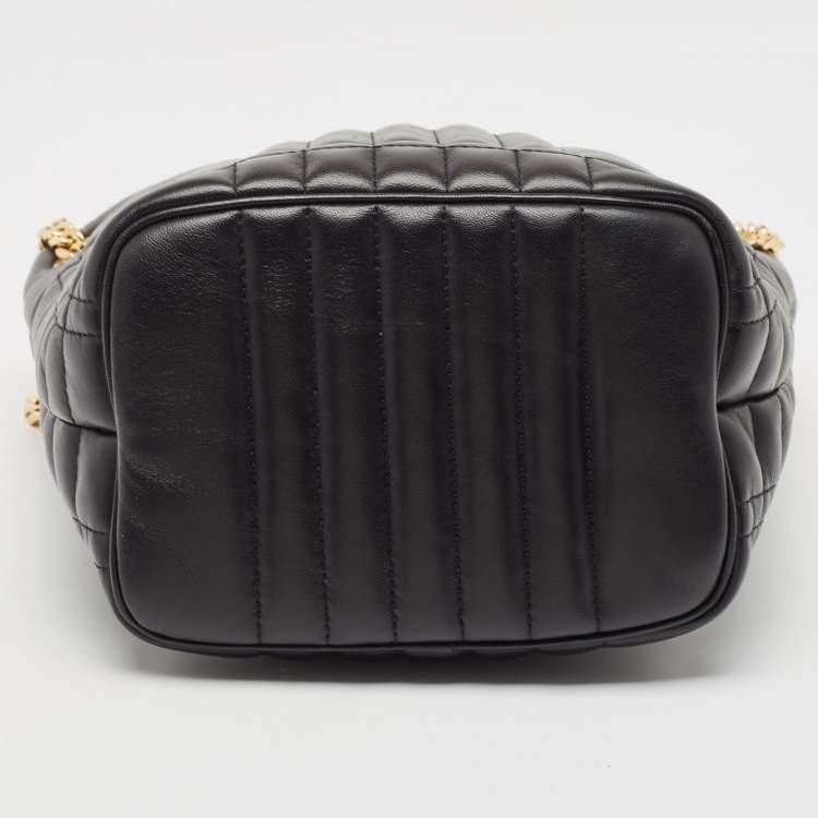 Pre Owned Burberry Black Embossed Quilt Leather Small Lola Bucket Bag
