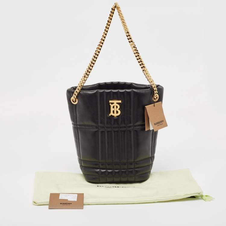 Pre Owned Burberry Black Embossed Quilt Leather Small Lola Bucket Bag