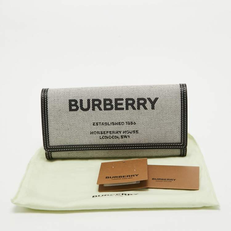 Pre Owned Burberry Grey/Black Logo Canvas and Leather Halton Continental Wallet