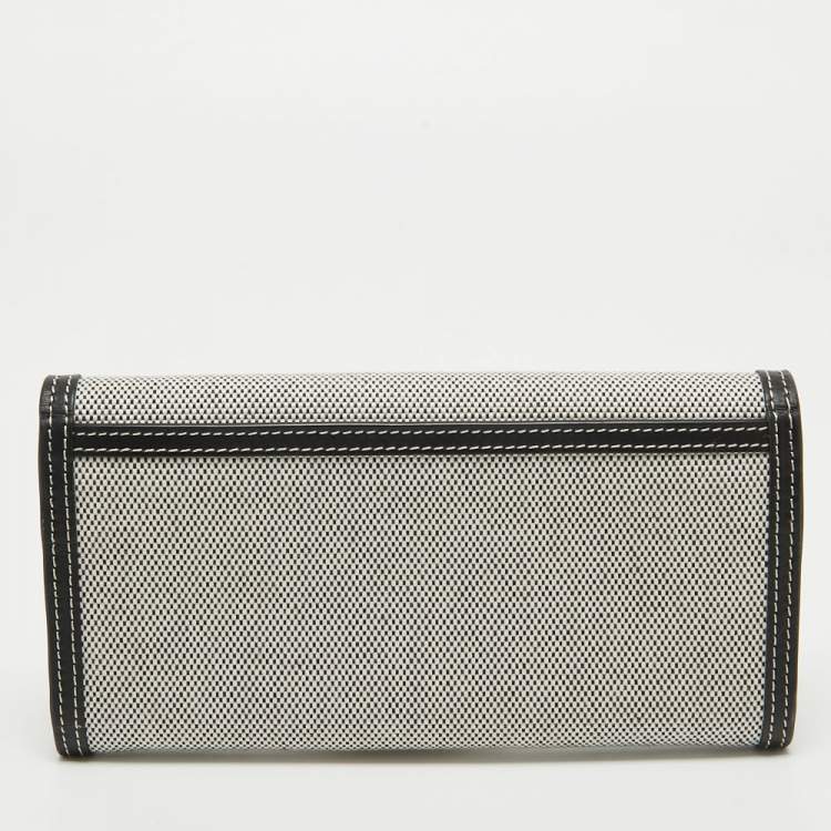 Pre Owned Burberry Grey/Black Logo Canvas and Leather Halton Continental Wallet