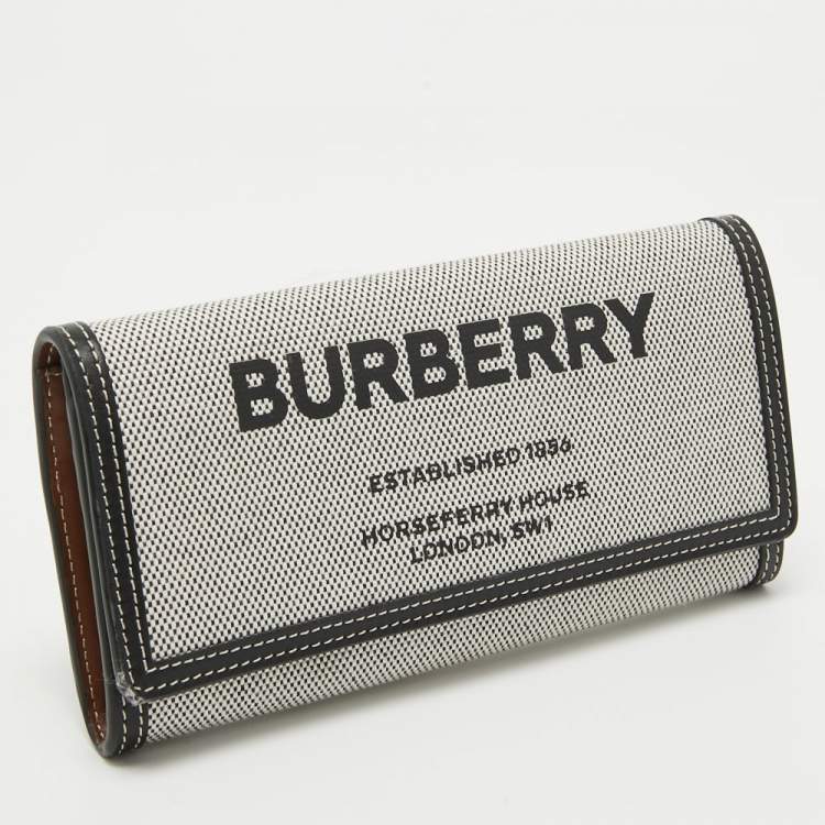 Pre Owned Burberry Grey/Black Logo Canvas and Leather Halton Continental Wallet