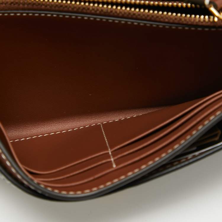 Pre Owned Burberry Grey/Black Logo Canvas and Leather Halton Continental Wallet