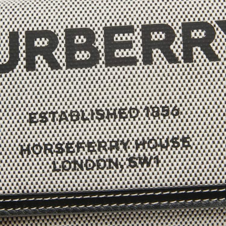 Pre Owned Burberry Grey/Black Logo Canvas and Leather Halton Continental Wallet