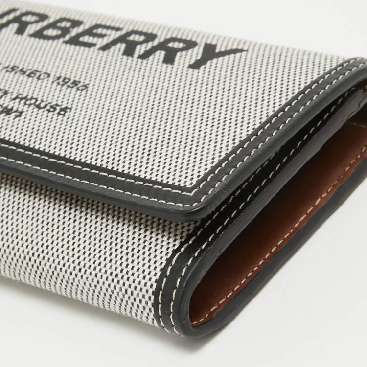 Pre Owned Burberry Grey/Black Logo Canvas and Leather Halton Continental Wallet