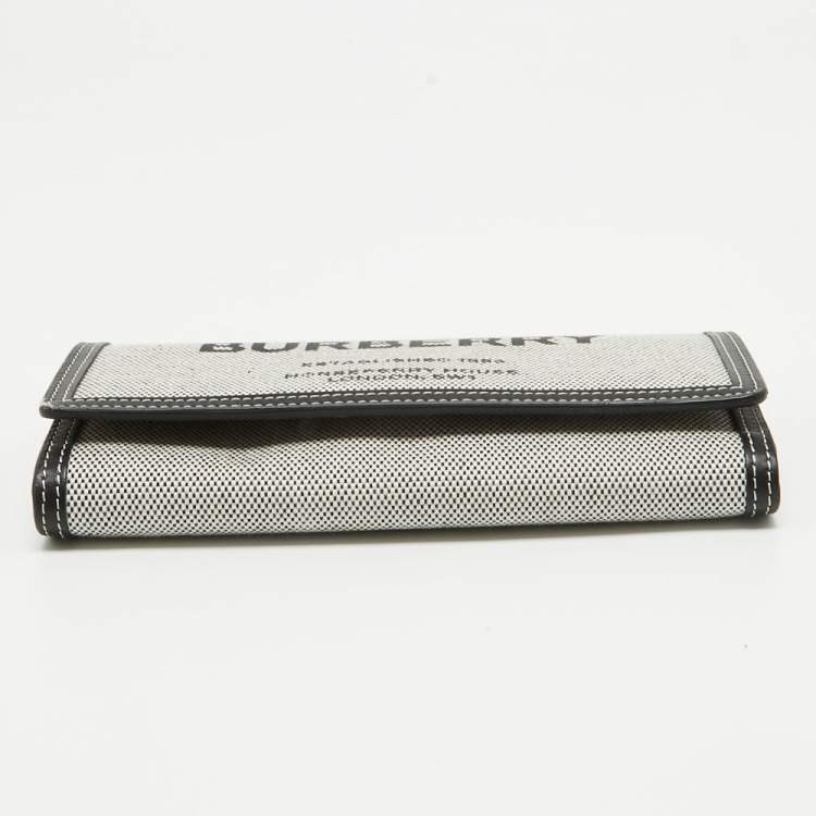 Pre Owned Burberry Grey/Black Logo Canvas and Leather Halton Continental Wallet