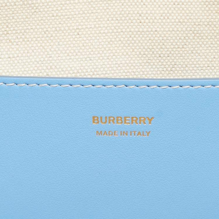 Pre Owned Burberry Beige/Blue Straw and Leather Duncan Clutch
