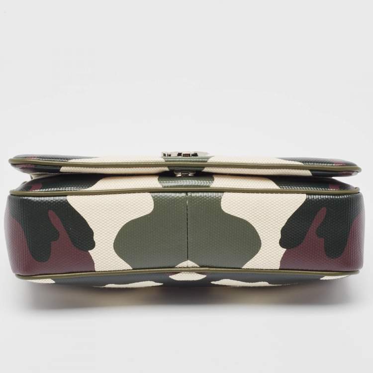 Pre Owned Burberry Green Camouflage Coated and Canvas Small Lola Shoulder Bag