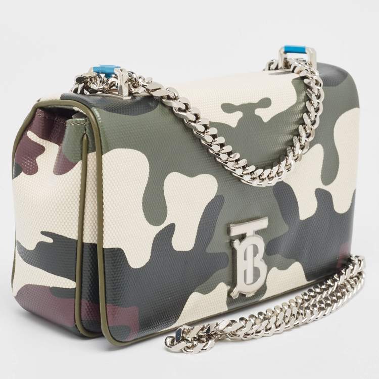 Pre Owned Burberry Green Camouflage Coated and Canvas Small Lola Shoulder Bag