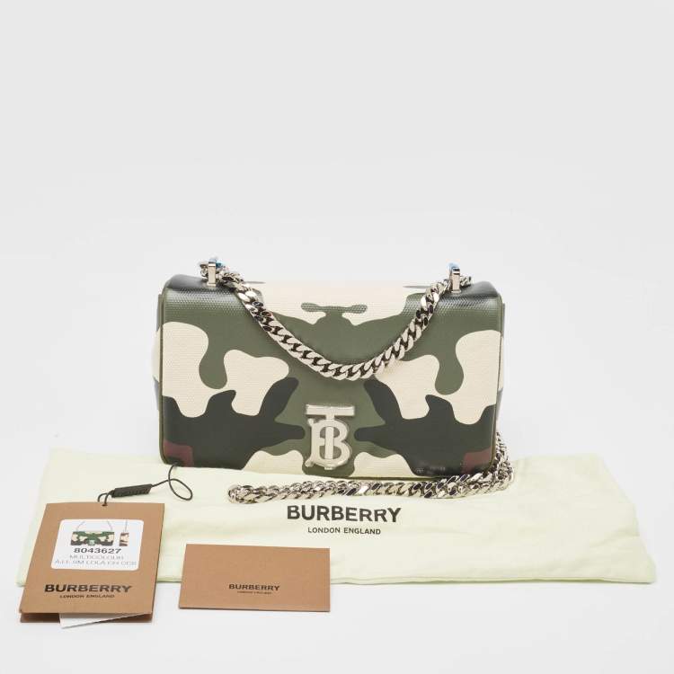 Pre Owned Burberry Green Camouflage Coated and Canvas Small Lola Shoulder Bag