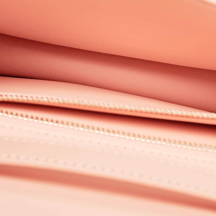 Pre Owned Burberry Peach Pink Leather Small TB Shoulder Bag