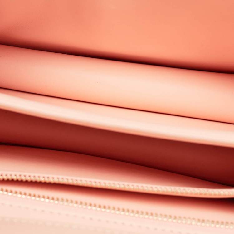 Pre Owned Burberry Peach Pink Leather Small TB Shoulder Bag