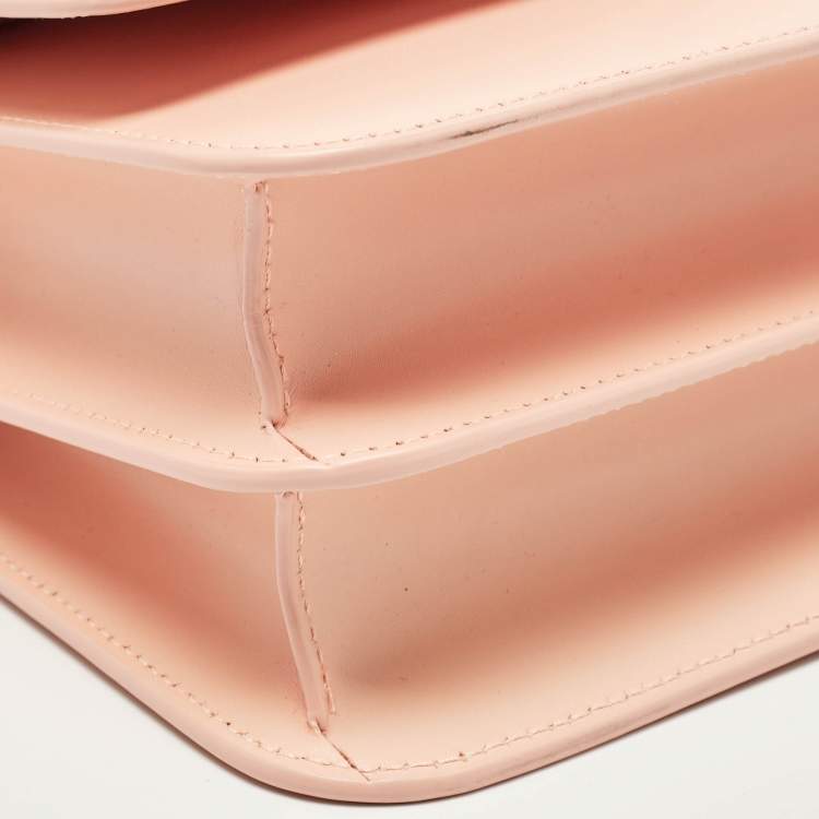 Pre Owned Burberry Peach Pink Leather Small TB Shoulder Bag