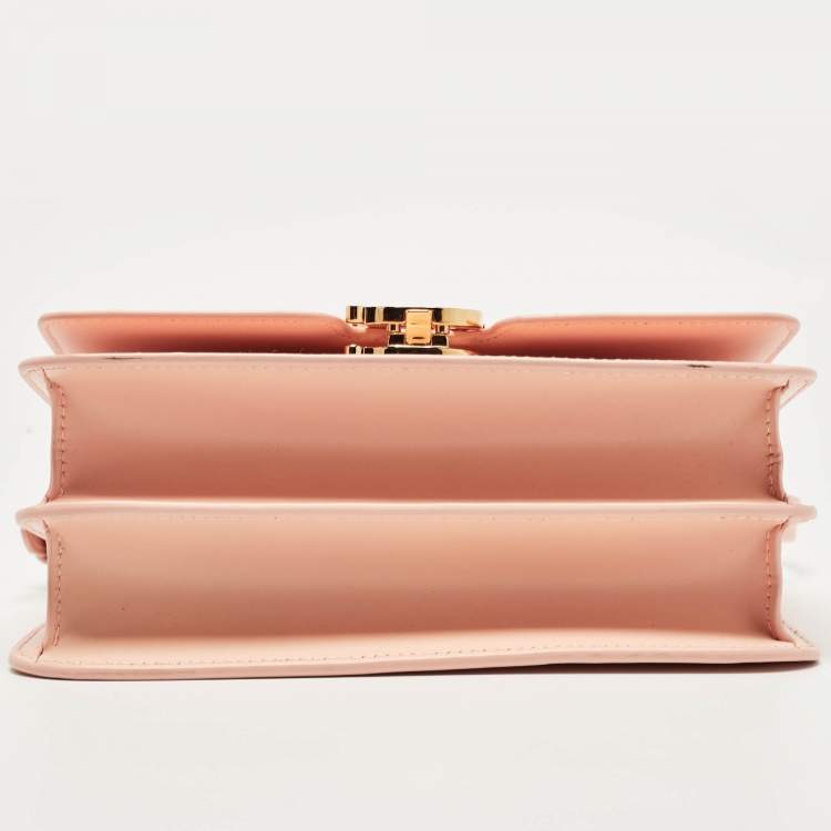 Pre Owned Burberry Peach Pink Leather Small TB Shoulder Bag