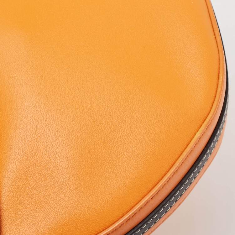 Pre Owned Burberry Orange/Black Leather Mini Double Olympia Bag